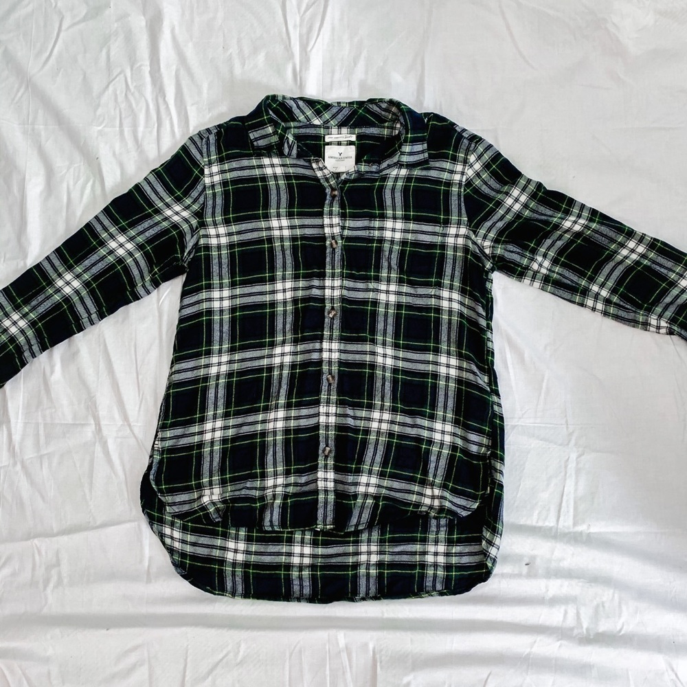 Green flannel with blue & yellow detail